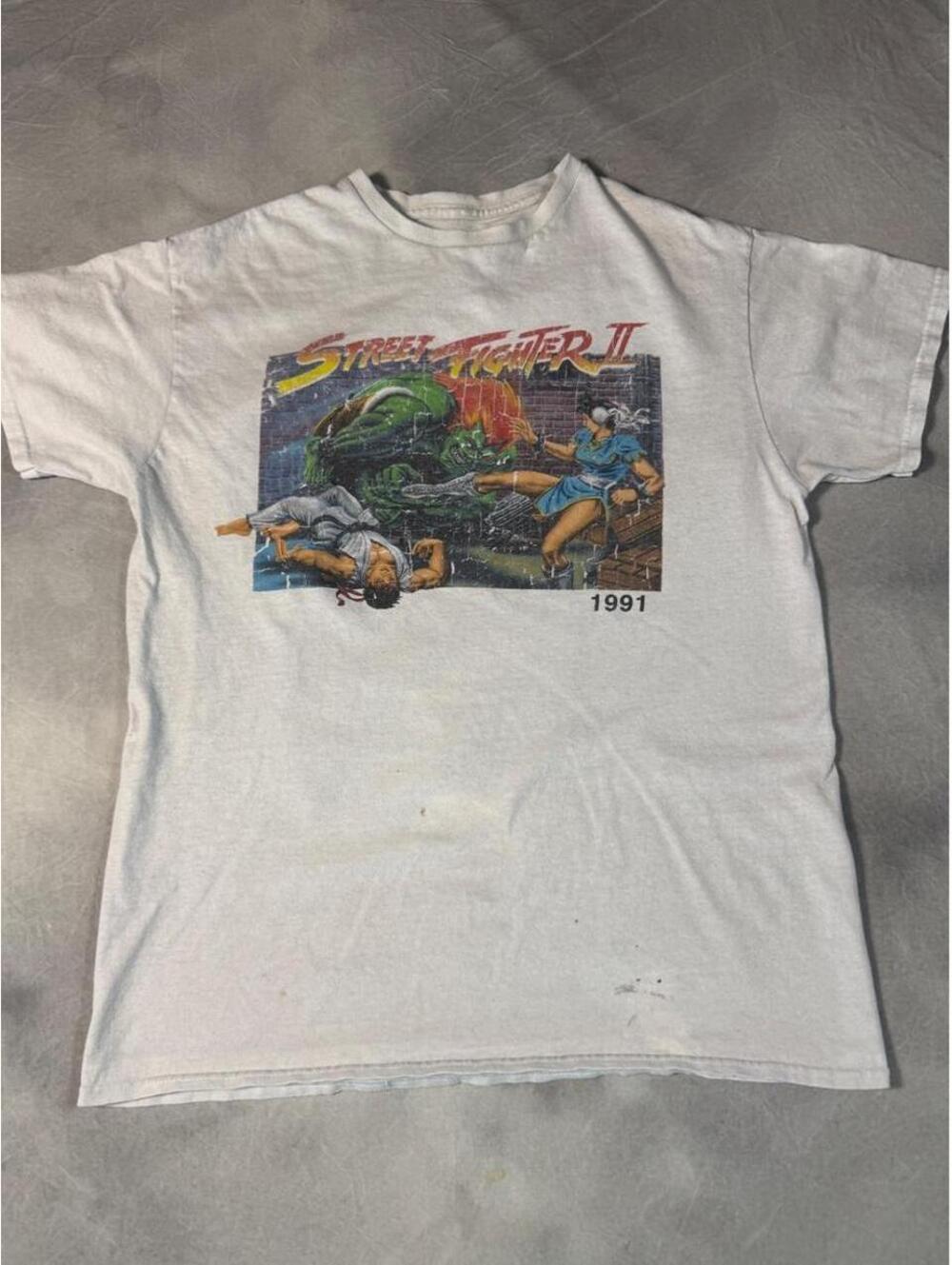 Street Fighter II 1991 Graphic T-Shirt Ryu Chun-Li Blanka Double Sided Medium